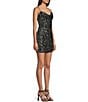 B. Darlin Cowl Neck Spaghetti Strap X-Back Chunky Sequin Bodycon Dress, Color:Black - Image 3