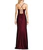 B. Darlin Spaghetti Strap Corset Side Shirred Long Dress, Color:Wine - Image 2