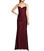 B. Darlin Spaghetti Strap Corset Side Shirred Long Dress, Color:Wine - Image 1
