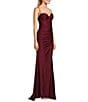 B. Darlin Spaghetti Strap Corset Side Shirred Long Dress, Color:Wine - Image 3