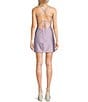Color:Lavender - Image 2 - Spaghetti Strap Cowl Neck Criss Cross Back Dress
