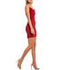 Color:Red - Image 3 - Spaghetti Strap Cowl-Neck Stretch-Knit Bodycon Dress