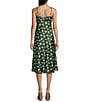 B. Darlin Spaghetti Strap Ditsy Floral Printed Satin Midi Dress, Color:Olive/Ivory - Image 2