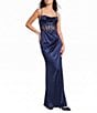 B. Darlin Spaghetti Strap Drape Neck Stones & Lace Up Back Dress - Image 1