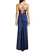 B. Darlin Spaghetti Strap Drape Neck Stones & Lace Up Back Dress - Image 2