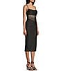B. Darlin Spaghetti Strap Illusion Bodice Side Slit Midi Dress, Color:Black - Image 3