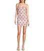Color:Crystal/Pink/Iridescent - Image 1 - Spaghetti Strap Scoop Neck Sequin Flower Print Bodycon Dress