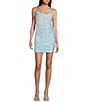 B. Darlin Spaghetti Strap Scoop-Neck Sequined Velvet Knit Bodycon Dress, Color:Iridescent/White - Image 1
