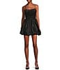B. Darlin Spaghetti Strap Shirred Bubble Dress, Color:Black - Image 1