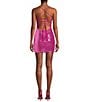 Color:Fuchsia/Iridescent - Image 2 - Spaghetti Strap Square Neck Allover Sequins Bodycon Dress