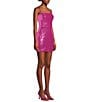 Color:Fuchsia/Iridescent - Image 3 - Spaghetti Strap Square Neck Allover Sequins Bodycon Dress