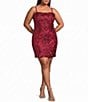 B. Darlin Plus Spaghetti Strap Square Neck Tie Back Sequins Bodycon Dress - Image 1