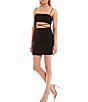 Color:Black - Image 4 - Spaghetti-Strap Square Neck Cut-Out Detail Power Mesh Ruched Bodycon Dress