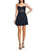 B. Darlin Spaghetti Strap Sweetheart Bustier Illusion Bodice Dress - Image 1
