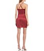 Color:Burgundy - Image 2 - Spaghetti Strap V-Neck Satin Slim Dress