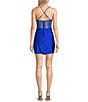 B. Darlin Spaghetti Strap Cowl Neck Shirred Detail Slim Dress, Color:Electric Blue - Image 2