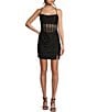 B. Darlin Spaghetti Strap Cowl Neck Shirred Detail Slim Dress, Color:Black - Image 1