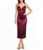 B. Darlin Spaghetti Strap V-Neck Shirred Satin Midi Dress - Image 1