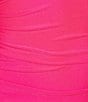 Color:Bright Fuchsia - Image 4 - Spaghetti Strap V-Neck Stretch Shiny Knit Shirred Bodycon Dress