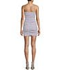 Color:New Lila/Silver - Image 2 - Spaghetti Strap Ruched Glitter Knit Bodycon Dress