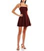 Color:Dark Garnet - Image 1 - Square Neck Fit & Flare Mini Dress
