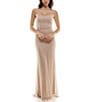 B. Darlin Stones & Pearls Scoop Neck Spaghetti Strap Maxi Dress, Color:Nude/Crystal/Pearl - Image 1
