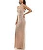 B. Darlin Stones & Pearls Scoop Neck Spaghetti Strap Maxi Dress, Color:Nude/Crystal/Pearl - Image 3