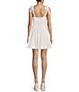 Color:Off White - Image 2 - Straight Neckline Wide Trim Lace Strap Sleeveless Skater With Trim Detail Dress