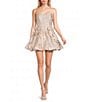 B. Darlin Strapless Bow-Accented Brocade Dress - Image 1