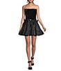 B. Darlin Strapless Corseted Bow-Accented Ruffle Hem Dress - Image 1