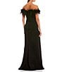 Color:Black - Image 2 - Strapless Feather Trim Front Slit Long Dress