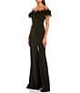 Color:Black - Image 3 - Strapless Feather Trim Front Slit Long Dress