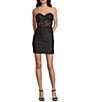B. Darlin Strapless Illusion Bodice Lace Up Back Shirred Dress, Color:Black - Image 1