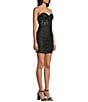 B. Darlin Strapless Illusion Bodice Lace Up Back Shirred Dress, Color:Black - Image 3