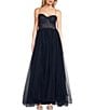 Color:Navy - Image 1 - Illusion Lace Corset Tulle Skirt Ball Gown