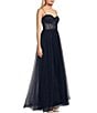 Color:Navy - Image 3 - Illusion Lace Corset Tulle Skirt Ball Gown
