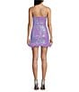 Color:Lilac/Iridescent - Image 2 - Sequin Sweetheart Neck Feather Trim Dress