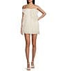 Color:White - Image 1 - Strapless Smocked Ruffle Bow Front Pin Dot Flocking Skirt Dress