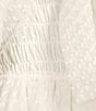 Color:White - Image 4 - Strapless Smocked Ruffle Bow Front Pin Dot Flocking Skirt Dress