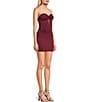 B. Darlin Strapless Sweetheart Neck Double Twist Front Mesh Inset Bodice Mini Dress, Color:Dark Garnet - Image 3