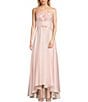Color:Pale Pink - Image 1 - Strapless Sweetheart Neck Rossette Cut Out Hi-Low Dress