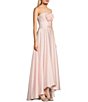 Color:Pale Pink - Image 3 - Strapless Sweetheart Neck Rossette Cut Out Hi-Low Dress