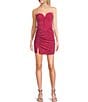 Color:Fuchsia - Image 1 - Strapless Sweetheart With Side Shirring Detail Body Con Dress