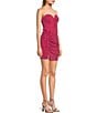 Color:Fuchsia - Image 3 - Strapless Sweetheart With Side Shirring Detail Body Con Dress