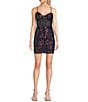 B. Darlin Sweetheart Illusion Lace-Up Back Sequin Pattern Dress, Color:Navy/Iridescent - Image 1
