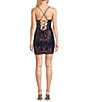 B. Darlin Sweetheart Illusion Lace-Up Back Sequin Pattern Dress, Color:Navy/Iridescent - Image 2