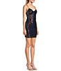 B. Darlin Sweetheart Illusion Lace-Up Back Sequin Pattern Dress, Color:Navy/Iridescent - Image 3