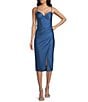 B. Darlin Sweetheart Neck Bustier Bodice Front Slit Midi Dress - Image 1