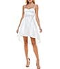 Color:Off White - Image 1 - Sweetheart-Neck High-Low Fit-And-Flare Taffeta Dress