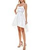 Color:Off White - Image 3 - Sweetheart-Neck High-Low Fit-And-Flare Taffeta Dress